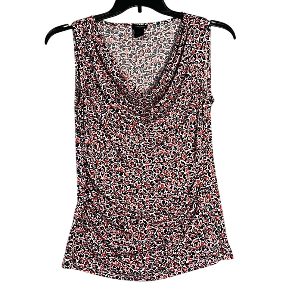 Ann Taylor Dressy Blouse Sleeveless Multicolor Womens Size Small Rouching